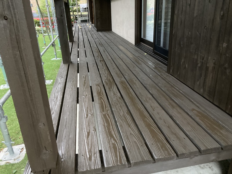 桜井市にて平屋木部の部分的塗装　ファインウレタン100U