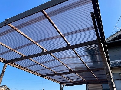 田原本町にてカーポート波板交換工事！強風対策！雨漏りの心配なし！