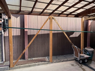 三宅町にてカーポートの柱交換工事！施工事例をご紹介！柱の浮き改善！